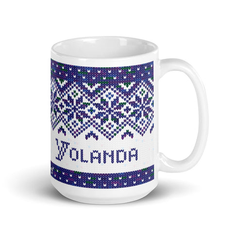 Snowflake Knitting Mug, Handpainted Yarn Mug, coffee and knitting mug, Yarn lover gift, knitter gift, knitter gift, knit gift, yarngift